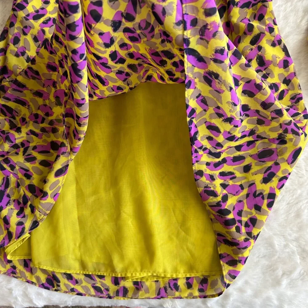 Y2K 2000's Funky Leopard Print Ruffle Dress Medium